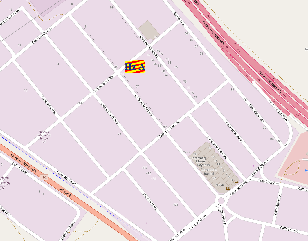 Ubicación de Hidrozar Aragón — C/ Adelfa 26, Pol. Ind. Malpica, La Puebla de Alfindén